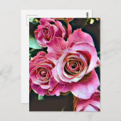 ROZE ROZEN BLOEMEN BRIEFKAART (Voorkant / Achterkant)