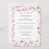 Roze Rozen Bloemen bruiloft Kaart (Voorkant)