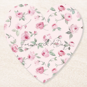 Roze Rozen Bloemen bruiloft Kartonnen Onderzetters