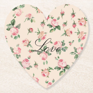 Roze Rozen Bloemen bruiloft Kartonnen Onderzetters