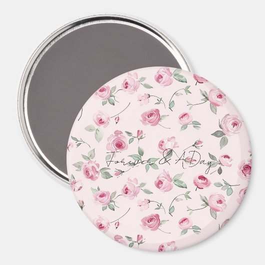 Roze Rozen Bloemen bruiloft Magneet (Voorkant / Achterkant)