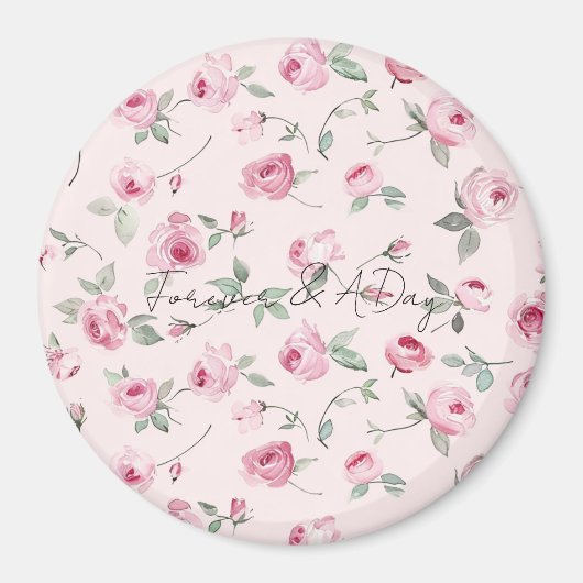 Roze Rozen Bloemen bruiloft Magneet (Voorkant)