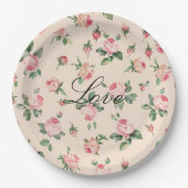  Roze Rozen Bloemen bruiloft Papieren Bordje (Voorkant)