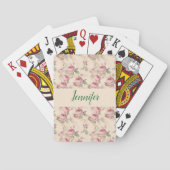 Roze Rozen Bloemen Deck van Speelkaarten Custom (Achterkant)
