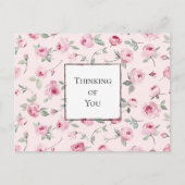 Roze Rozen Bloemen Denken aan jou Briefkaart (Voorkant)