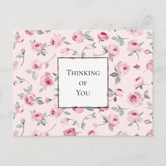  Roze Rozen Bloemen Denken aan jou Briefkaart (Voorkant)