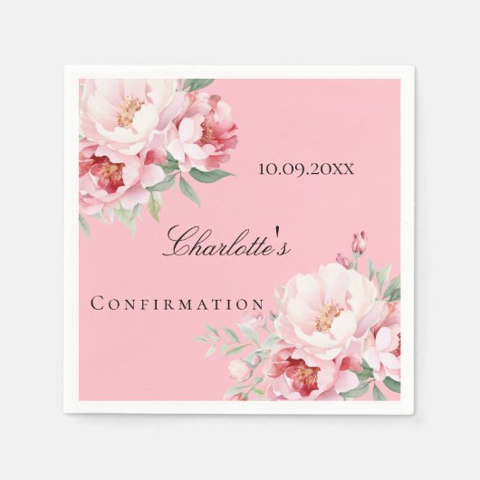 Roze rozen bloemen elegante Bevestiging Servet (Voorkant)