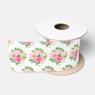Roze rozen bloemen en groen lint