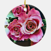 ROZE ROZEN BLOEMEN KERAMISCH ORNAMENT (Achterkant)