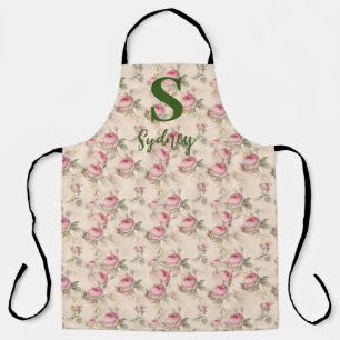 Roze Rozen Bloemen Keuken Schort Custom Monogram