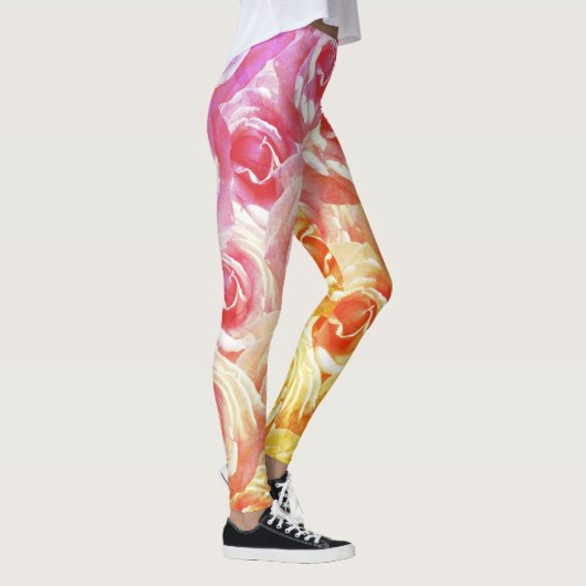 Roze Rozen Bloemen Leggings (Rechts)