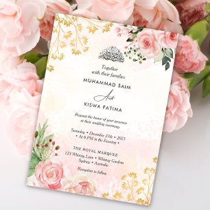 Roze Rozen Bloemen Moslim Islamitische bruiloft Kaart