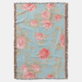 Roze Rozen Bloemen Patroon Deken (Voorkant Verticaal)