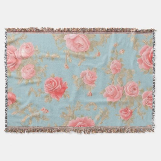 Roze Rozen Bloemen Patroon Deken (Voorkant)