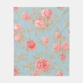 Roze Rozen Bloemen Patroon Fleece Deken (Voorkant)