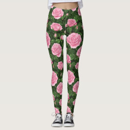 Roze Rozen Bloemen Patroon Leggings