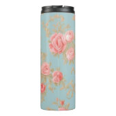 Roze Rozen Bloemen Patroon Thermosbeker (Achterkant)