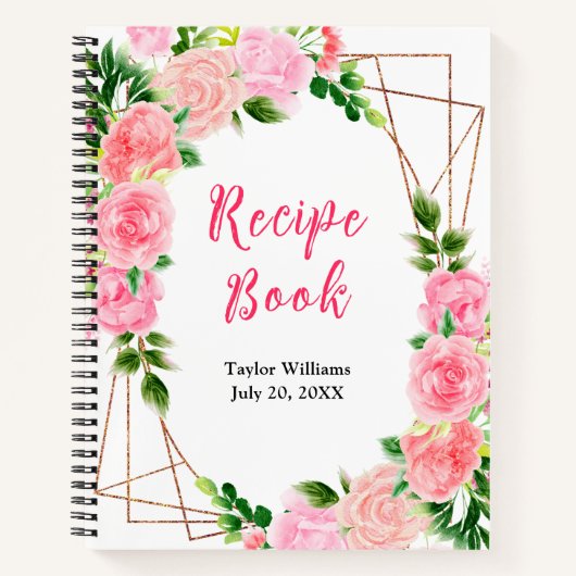 Roze Rozen Bloemen Recept Boek (Voorkant)