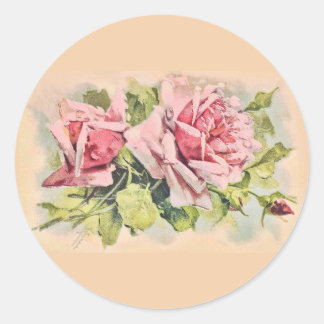 Roze Rozen Bloemen Ronde Sticker