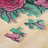 Roze rozen bloemen Roos tuinkunst Legpuzzel (Zijkant)
