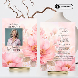 Roze Rozen Bloemen Viering van het Leven | FOTO Kaart