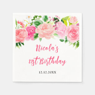 Roze Rozen Bloemengeburtstag Servet