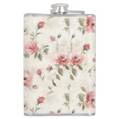 Roze Rozen Bloemig Heupfles (Achterkant)