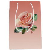 Roze Rozen Bloemige Bruids Shower Medium Cadeauzakje (Voorkant)