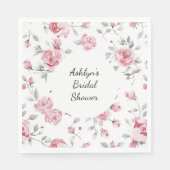 Roze Rozen Bloemige Bruiloft Servet (Voorkant)