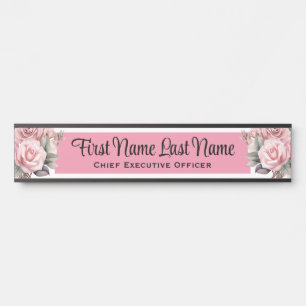 Roze Rozen Bloemige Kantoor Deur Borden Naambord Deurbordje