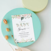 Roze Rozen Bloemige Letters Baby Shower Uitnodigin Kaart