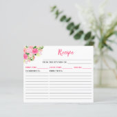 Roze Rozen Bloemige Receptkaart (Staand voorkant)