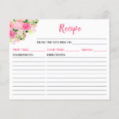 Roze Rozen Bloemige Receptkaart (Voorkant)