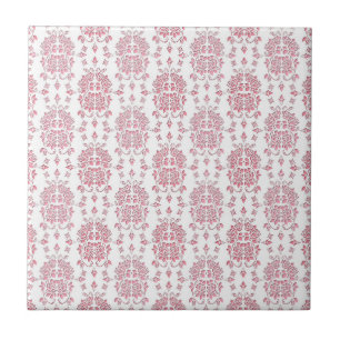 Roze rozen bloemige stijl damast patroon tegeltje