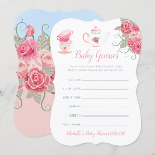 Roze Rozen Bloemige Theepartij Baby Shower Gokken Kaart