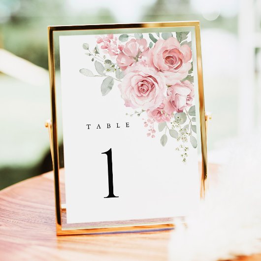 Roze Rozen Bloemige Trouwtafel Nummers