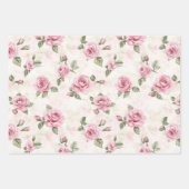 Roze Rozen Bloemige Verjaardag Inpakpapier Vel (Voorkant 3)