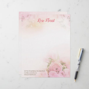 Roze Rozen Bloemist Letterhead Briefhoofd