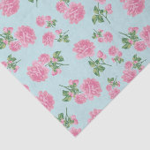 Roze rozen Bloempatroon op Mint Tissuepapier (Detail)