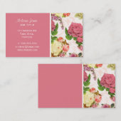 Roze rozen  bloempatroon visitekaartje (Voorkant / Achterkant)