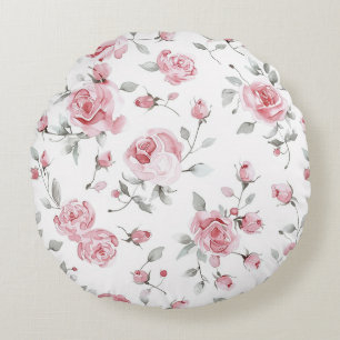 Roze Rozen Bloemstuk Rond Kussen
