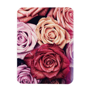 Roze Rozen Boeket Foto Magneet