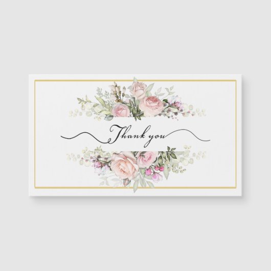 Roze Rozen Boeket met Elegant Script Dank u (Voorkant)