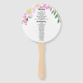 Roze Rozen Boho Bloemen Waterverf Trouwprogramma Handwaaier (Achterkant)