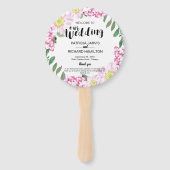 Roze Rozen Boho Bloemen Waterverf Trouwprogramma Handwaaier (Voorkant)