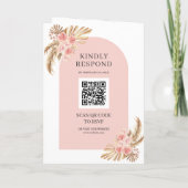 Roze Rozen Boho Pampas Boog QR Code Trouwen (Achterkant)