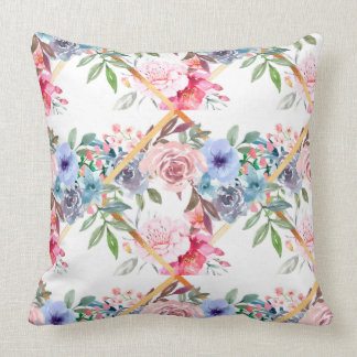 Roze, rozen, boho, trellis, waterverf bloemen kuns kussen