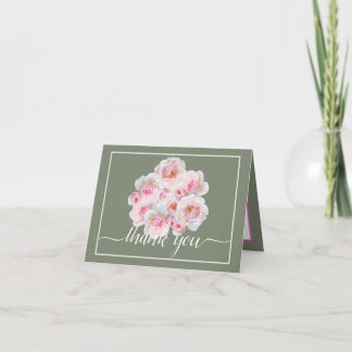 Roze Rozen Botanische Bloemboeket Chic Bedankt Kaart