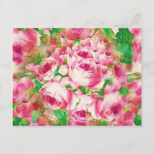  roze rozen briefkaart