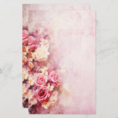 roze rozen briefpapier (Voorkant / Achterkant)